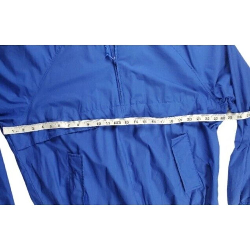 Lands' End Windbreaker Jacket Size Large Blue Hood Travel Folding Pouch Camping - Picture 7 of 9